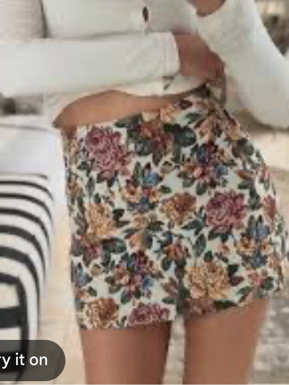 ZARA floral tapestry mini skirt